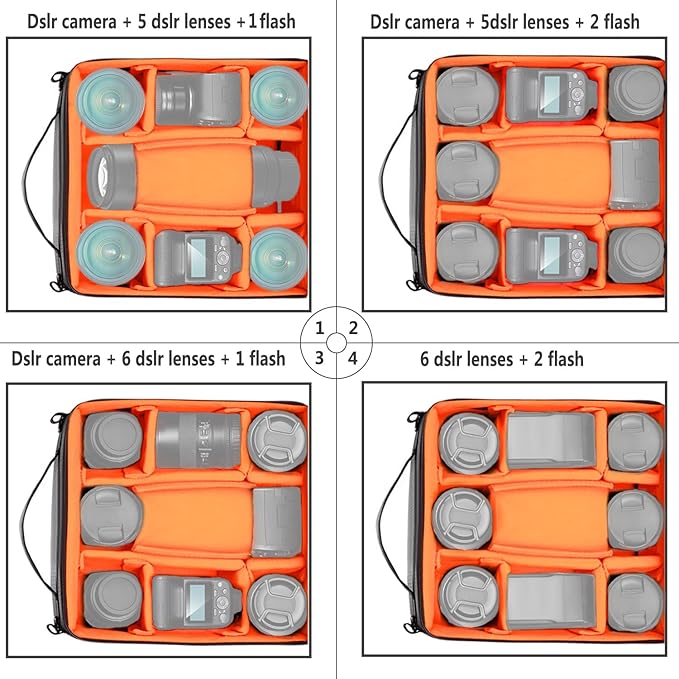 Neewer® Flexible Partition Camera Padded Bag Insert Protection Handbag - Image 4