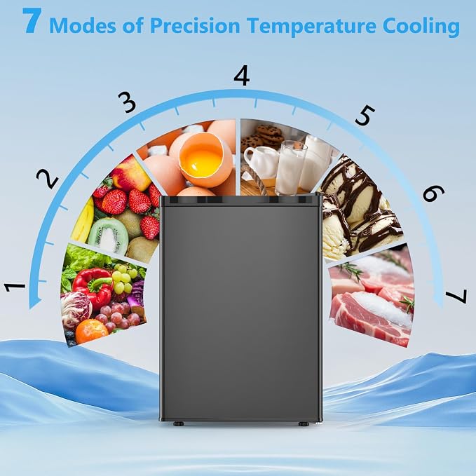 COWSAR 2.6 Cu.Ft Mini Fridge with Freezer, Quiet Reversible Door Compact Refrigerator, Small Refrigerator with 2 Removable Shelves, Adjustable Thermostat, for Office, Bedroom, Dorm, Black - Image 3