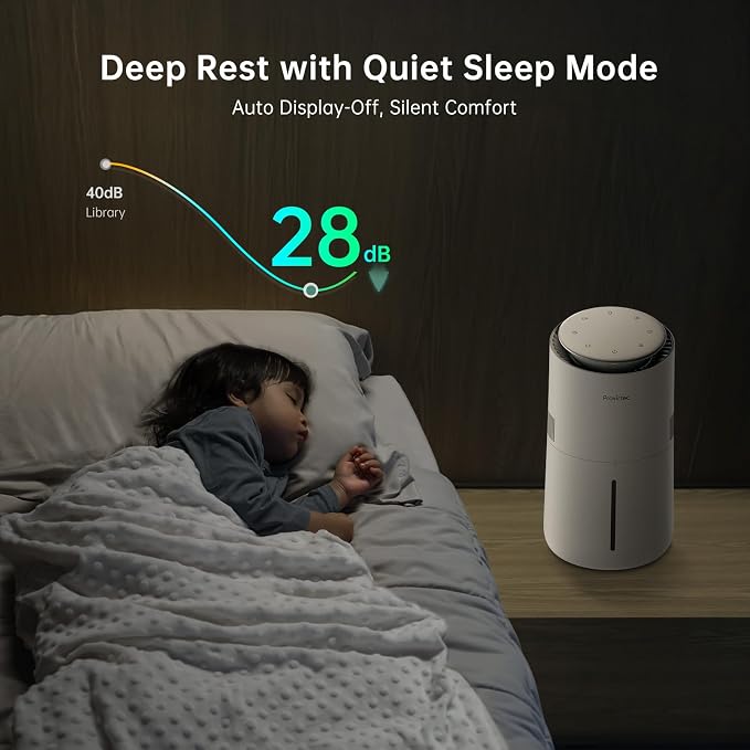 MistFree Smart Humidifier for Bedroom, Evaporative Humidifier No White Dust, Auto Humidity & APP Control, 3L Water Tank Easy to Clean, Sleep Mode, Timing, Humidifiers for Home/Office(White) - Image 7