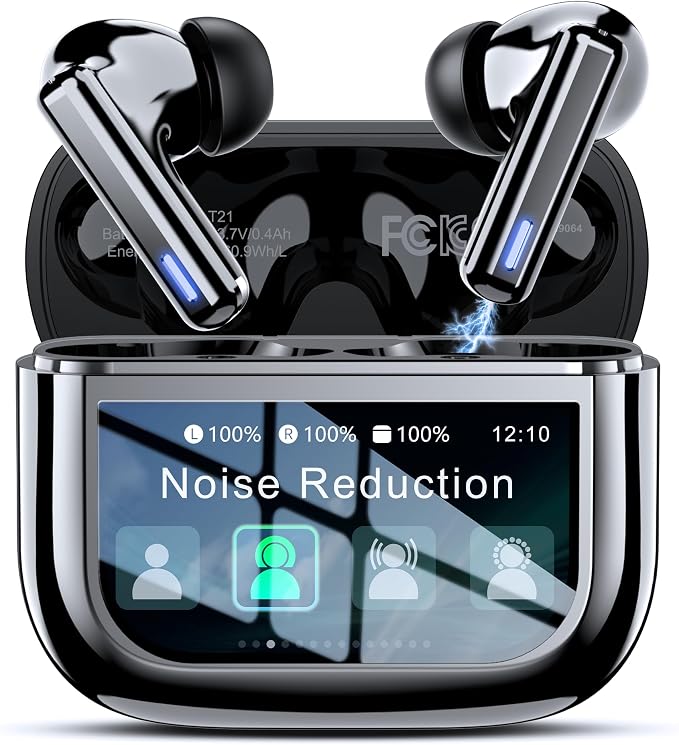 ZIUTY Wireless Earbuds, ANC ENC Noise Cancelling Ear Buds with Touch Screen | 40H Stereo Deep Bass, Bluetooth Headphones with Transparency Mode, IPX7 Waterproof, Clear Calls, 5 EQ for iOS Andoid,Obsidian by ZIUTY