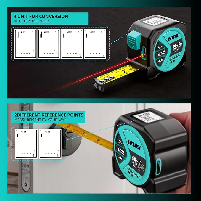 WIDX 2 in1 Laser Tape Measure, 164ft Laser Distance Measurement & 16ft - Image 4