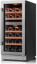 Ca'Lefort 15 Inch Wine Fridge, 28 Bottle Dual Zone Wine Cooler | 40-65°F Touch Control, Dual-Pane Glass Door, Adjustable Shelves, 3 Color LED, Built-In or Under Counter for Home Bar Kitchen by CaLefort