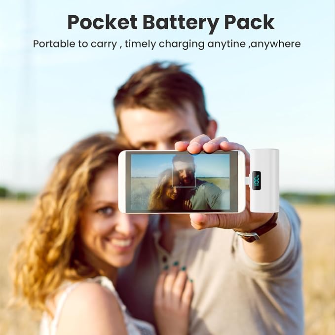 Small Portable Charger 5200mAh,Upgraded PD USB C Power Bank Built-in USB-C Connector,LCD Display Battery Pack,Compatible with iPhone 17/16/15/15 Plus/15 Pro/15 Pro Max/Galaxy Android Phone, White - Image 7