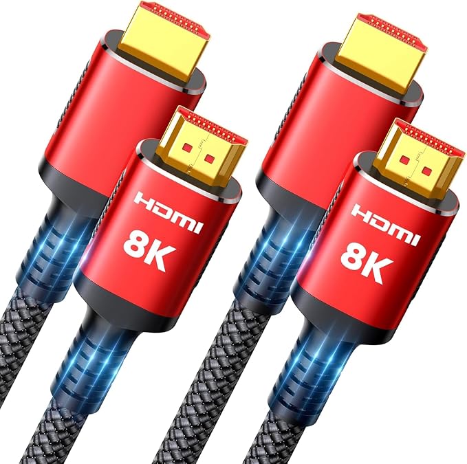 Snowkids 10K 8K HDMI 2.1 Cable 10FT 2-Pack, 48Gbps Ultra High Speed HDMI by Snowkids