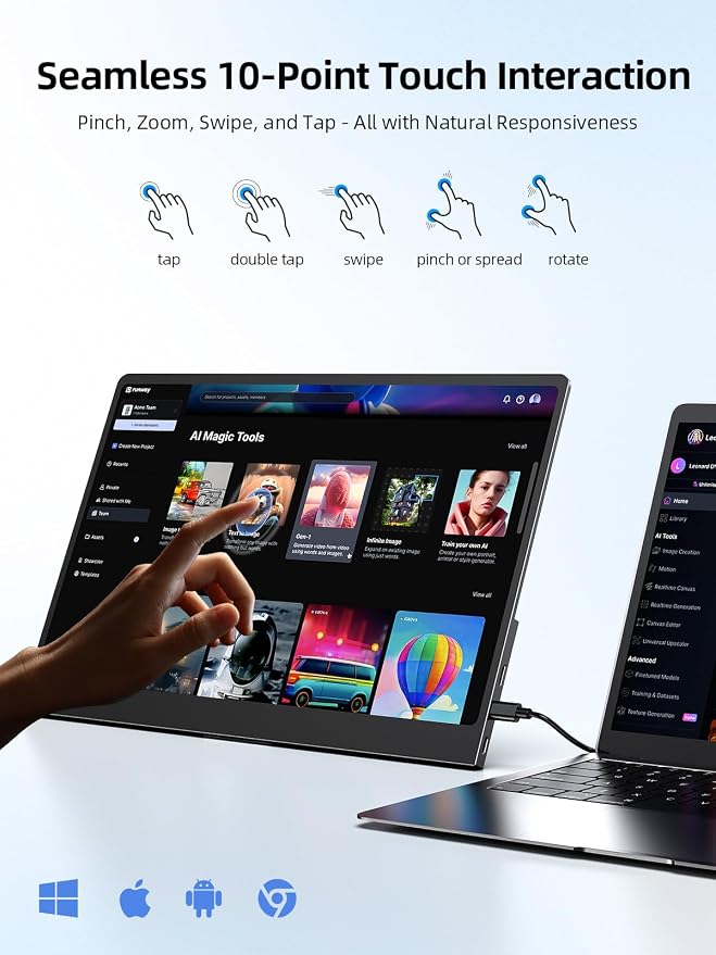 UPERFECT Touchscreen OLED Portable Monitor 14", 3K 2880x1800 | 120Hz | 0.1ms Portable Gaming Monitor, 500 Nits |120% DCI-P3 | 500000:1 | Ultra-Slim Design for Laptop Mini PC Phone Game Consoles - Image 3