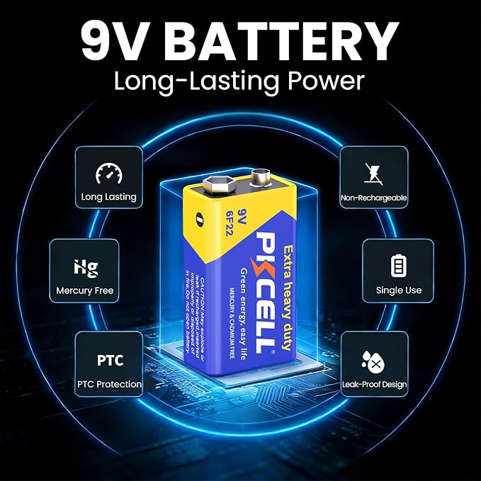 PKCELL 9V Batteries, 24 Pack 9 Volt Batteries Carbon Zinc, 9V Battery - Image 2