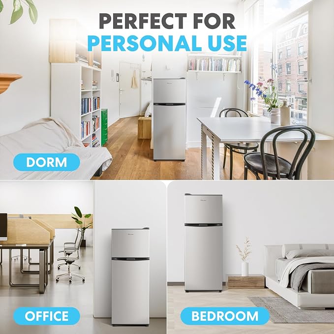 Simpli-Magic 4.0 Cu.Ft. Mini Fridge with Freezer – Compact Double Door Refrigerator for Dorm, Office, Bedroom – Adjustable Thermostat, Energy Efficient, Stainless Steel - Image 8