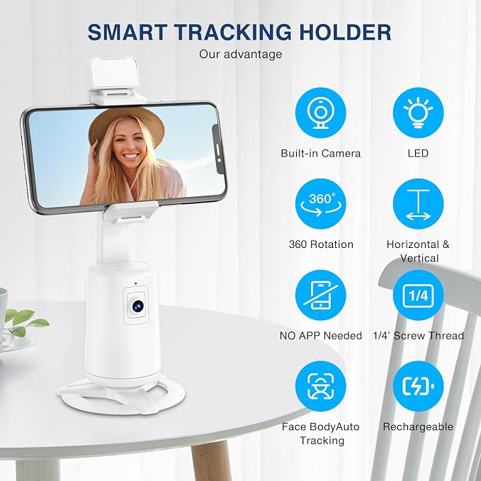 Auto Face Tracking Tripod 360° Rotating Cell Phone Photo and Video Kits Stand - Image 5