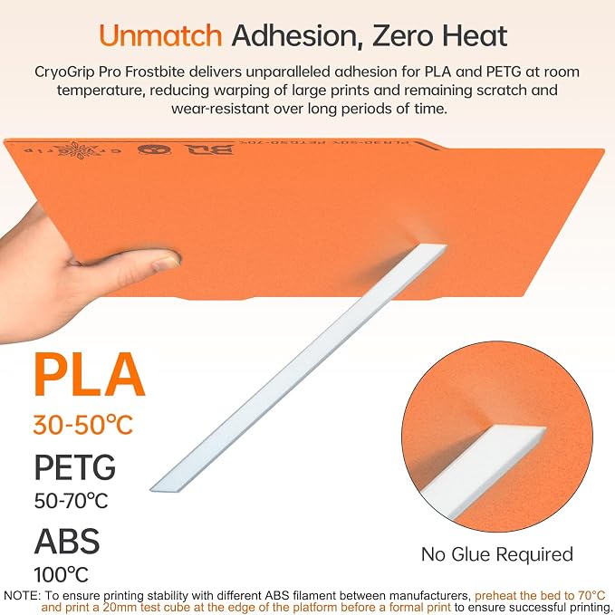 BIQU Cryogrip Pro Frostbite Matte Orange Cold Build Plate - Image 2