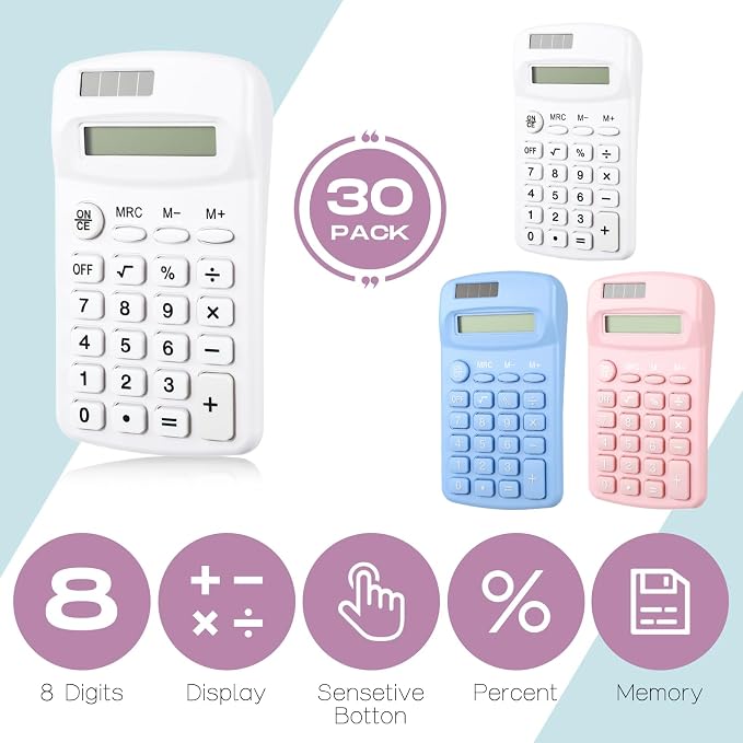 Flutesan 30 Pack Pocket Calculator Small Battery Powered Bulk Mini Size 4 - Image 4