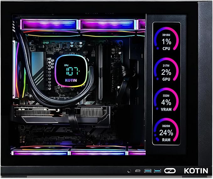 KOTIN Prebuilt Gaming PC, Ryzen 7 9700X, 32GB DDR5, RTX 5060 8GB, 1TB SSD | 360mm Liquid Cooled Gaming Desktop, 11.3in Smart Display, 650W 80+ Gold PSU, WiFi 7, Assembled in USA, Windows 11 ARGB Tower - Image 2