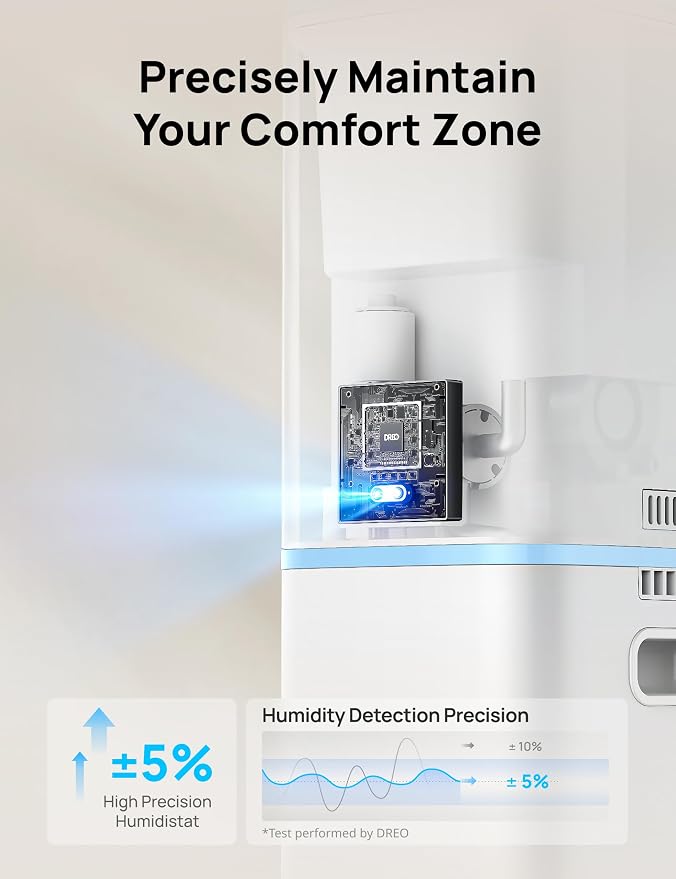 DREO HM735S 11L Smart Humidifier Large Room 700 ft², 100H Cool Mist Air Humidifiers for Bedroom, Top-Fill, Clean Tank Technology, 26dB, Auto Mode, Aroma Box, RGB, Remote & APP Control, Baby, Blue - Image 5