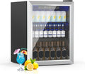 Erivess Mini Fridge 70 Can Beverage Refrigerator Cooler Glass Door for Soda | 1.6 Cu Ft Drink Fridge for Home/Bar/Office with LED Display, Digital Temperature Control, Removable Shelves for Wine, Silver by Erivess
