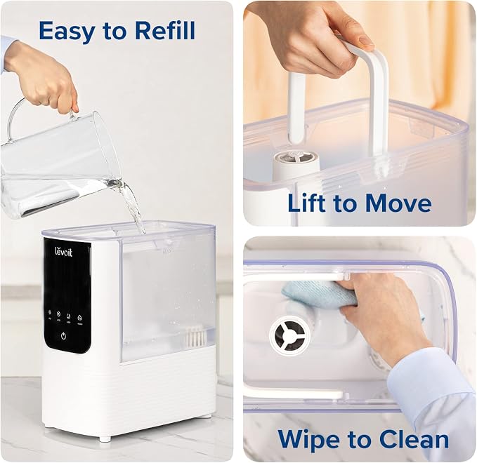 LEVOIT Humidifiers for Bedroom Home, Smart Warm and Cool Mist Air Humidifier for Large Room, Auto Customized Humidity, Fast Symptom Relief, Easy Top Fill, Essential Oil, Quiet, OasisMist4.5L, White - Image 7