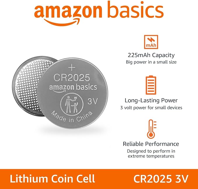 Amazon Basics 6-Pack CR2025 3V Lithium Coin Cell Batteries, Long Lasting Power - Image 2
