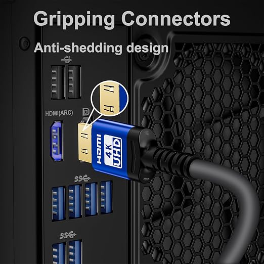 18Gbps hdmi Cable 10 ft with Gripping Connectors, 4k Ultra high Speed Ethernet - Image 2