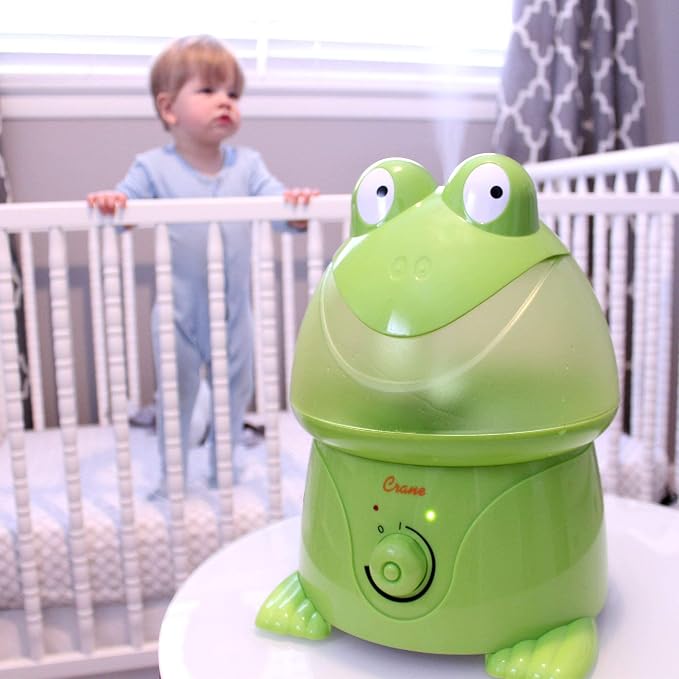 Crane Ultrasonic Cool Mist Animal Humidifier for Kids Bedroom and Nursery, 1 Gallon Easy Clean, Adjustable Settings, Frog Humidifier - Image 3