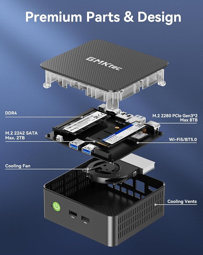 GMKtec G3S Mini PC Computers Intel N95 Processor (Turbo 3.4GHz) | 8GB DDR4 256GB SSD Desktop Computer 4K Dual HDMI Display/3x USB3.2/WiFi 5 BT5.0/RJ45 Ethernet - Image 4