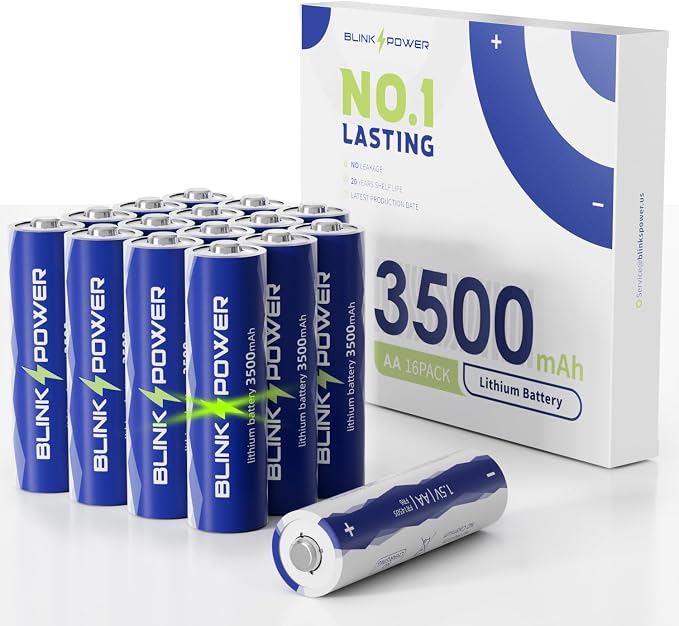 Blinkspower Lithium Batteries AA 16 Pack, 3500mAh NO.1 Lasting 1.5V Double A by BlinksPower