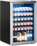145 Can Mini Fridge-4.5 Cu.Ft Beverage Refrigerator, Glass Door | Compact Drink Fridge with Reversible Door for Soda Wine Beer, Adjustable Temperature Control for Home Office Bar, (37-61 ℉) by Unknown