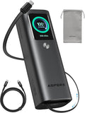 AsperX Laptop Power Bank, 165W 20,000mAh, Retractable Cables, Aluminum Alloy Unibody Portable Charger Power Bank, Battery Bank for MacBook Pro/Air/iPhone 17/iPad Pro/S25 Ultra/Dell/HP(TSA-Approved) by AsperX