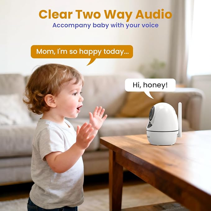 Baby Monitor with Camera and Audio – 720P Baby Camera No WiFi, Remote Pan& - Image 5
