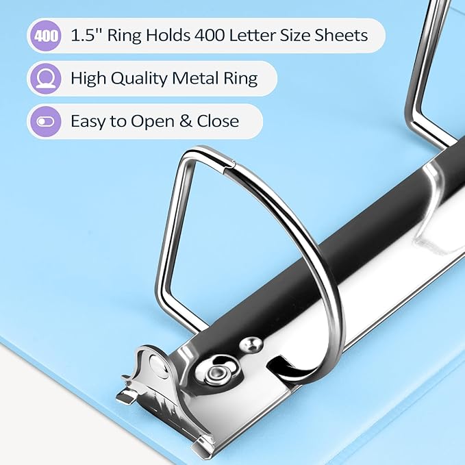 Sooez BinderX Extra Durable 1.5 Inch 3 Ring Binder, D-Ring Large Binder - Image 4