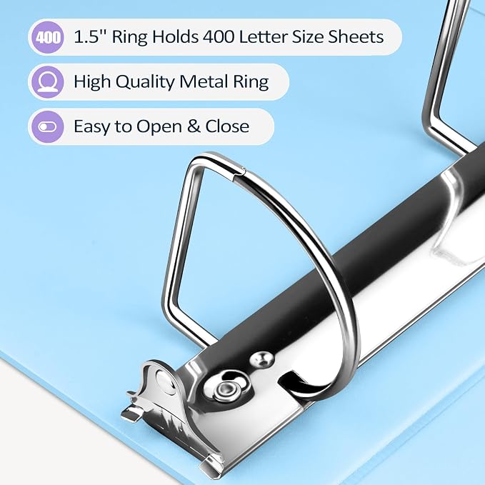 Sooez BinderX Extra Durable 1.5 Inch 3 Ring Binder, D-Ring Large Binders - Image 4