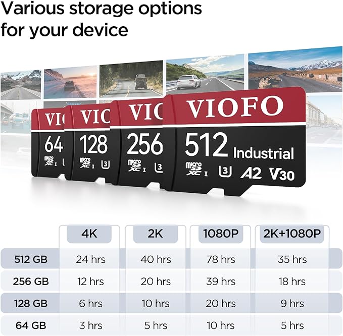 VIOFO 512GB Industrial Grade microSD Card, U3 A2 V30 High Speed Memory Card - Image 4