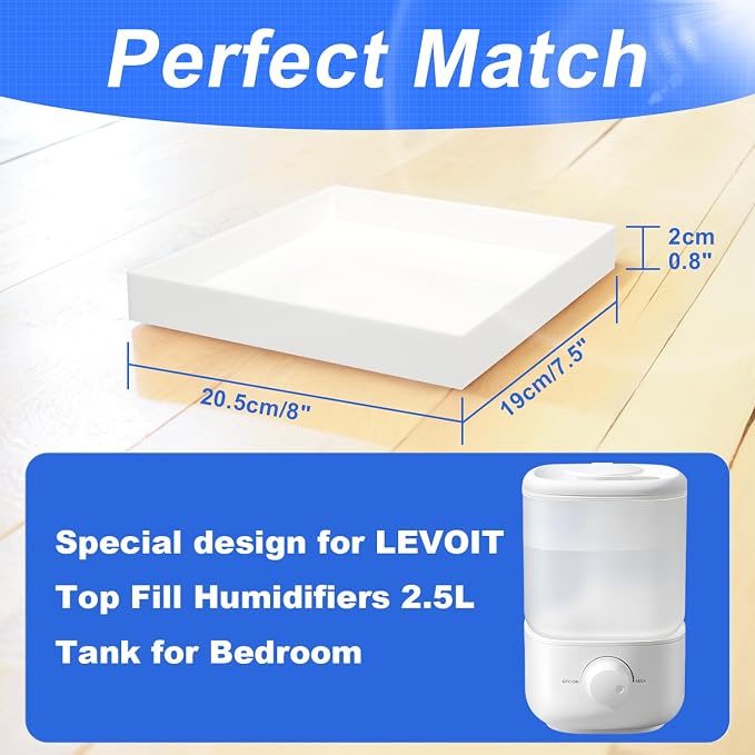 Acrylic Humidifiers Tray for LEVOIT Classic 160 Top-Fill Humidifiers 2.5L Tank, Leak-Proof Tray, Moisture-Proof Humidifier Tank Floor(Not Include Humidifier) (White, 2.5L) - Image 2