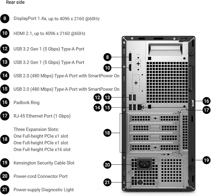 Dell Desktop Tower, Intel Core i7-12700K(12 Cores, 20 Threads) Processor, 16GB DDR5 RAM, 1TB PCIe SSD, Dual 4K Monitor Support (HDMI & DP), Wi-Fi, Bluetooth, USB-C, Windows 11 Pro, Wired KB & Mouse - Image 4