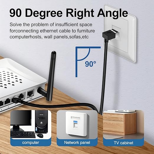 Flexible Cat 6A Ethernet Cable 270° Up Angled 25 Feet 2Pack, 10Gbps High-Speed - Image 3