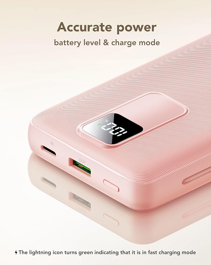 charmast 20000mAh Portable Charger with Wall Plug, Fast Charging Power Bank USB C, 20W PD Battery Pack with Built-in Cables Travel Essential for iPhone 16/15/14, Samsung, iPad More Devices (Pink) - Image 8