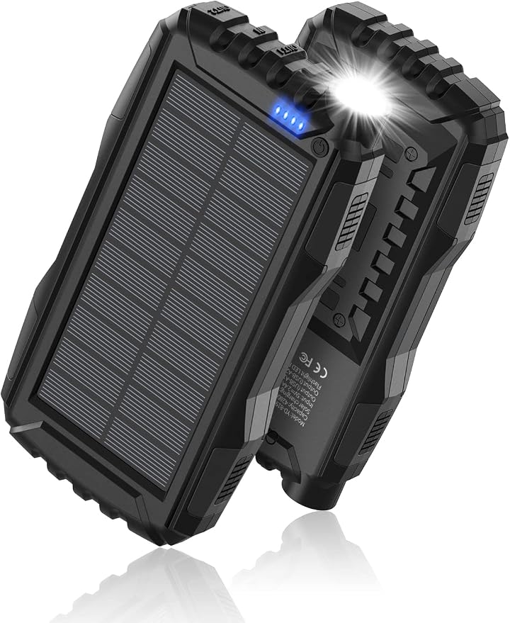 Mregb Solar Charger Power Bank 42800mAh, Portable Charger, Solar Power Bank,External Battery Pack 5V3.1A Qc 3.0 Fast Charger Built-in Super Bright Flashlight (Black) by Mregb