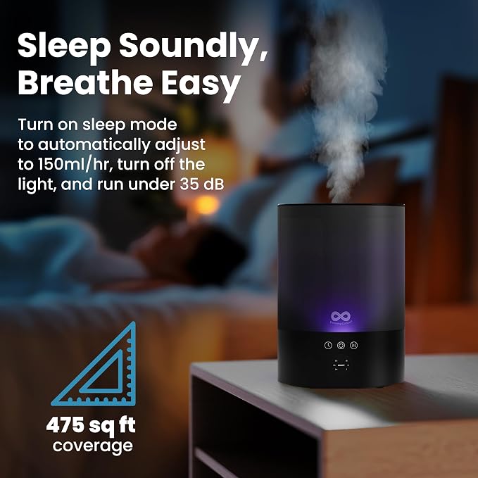 Everlasting Comfort 2.5L Top Fill Humidifiers for Bedroom - Quiet Easy to Fill & Clean, 24HR Runtime, Night Lights, Timer, Ultrasonic Cool Mist Humidifier, Auto Shut-Off, Essential Oil Diffuser - Image 6