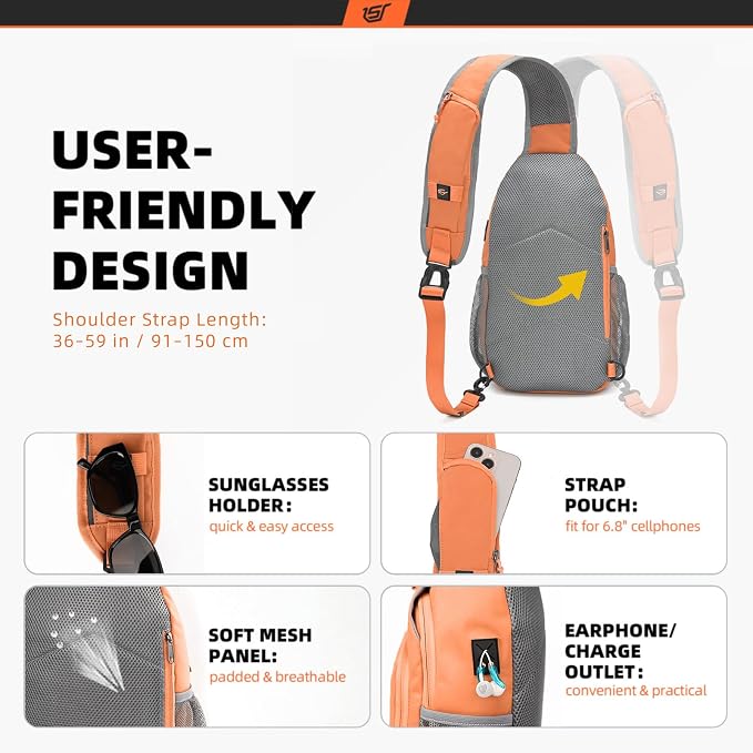 SKYSPER Sling Bag RFID Crossbody Sling Backpack Cross Body Shoulder Bag Travel - Image 4