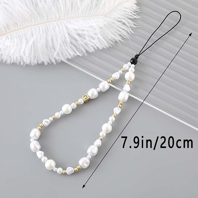 Beaded Phone Charm Lanyard Strap Girly Style Fixed Beads Pearl Lanyards - Image 5