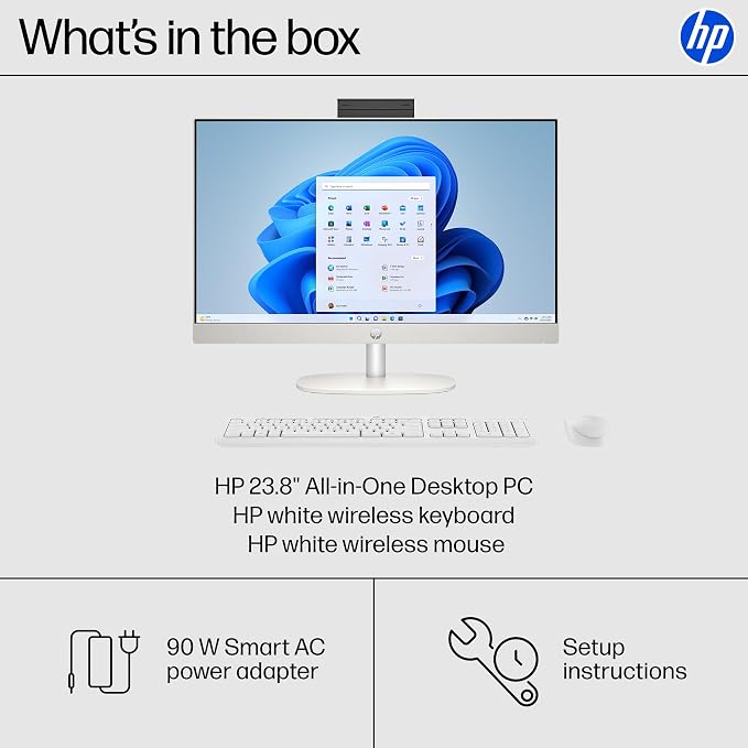 HP 23.8 inch All-in-One Desktop PC, FHD Touchscreen, Intel Core Ultra 5 125U, 8 GB RAM, 512 GB SSD, Intel Graphics, Windows 11 Home, Shell White, 24-cr1170 (2025) - Image 9