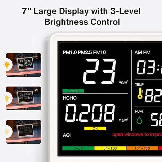Upgrade Extended 12-Hour Battery Life 16 in 1 Air Quality Monitor Indoor - Image 7