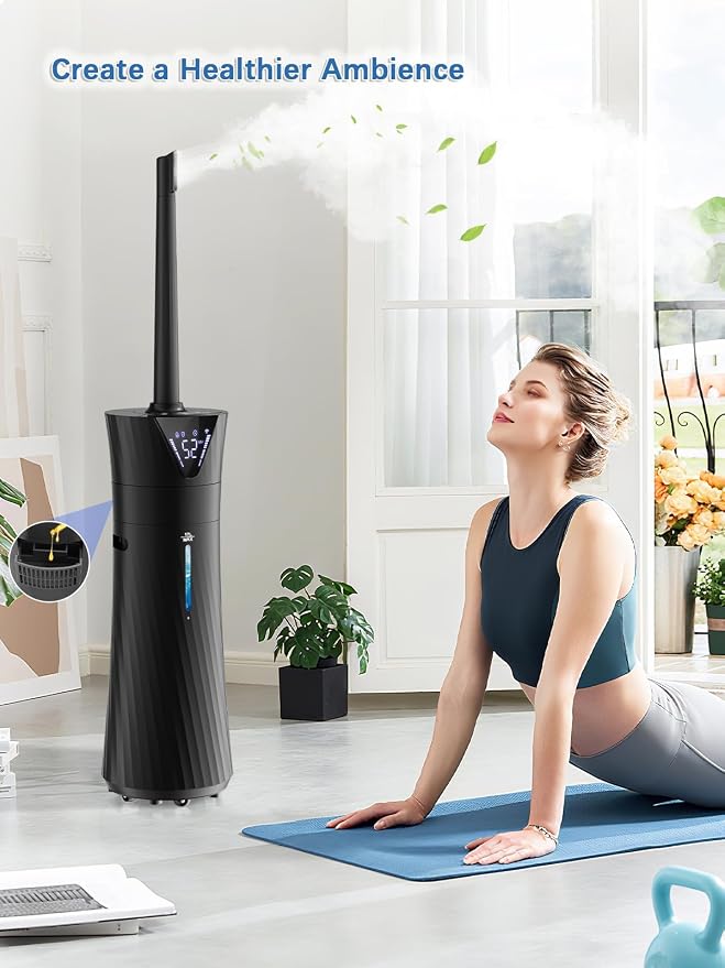 17L/4.5Gal Humidifier Large Room, Smart Quiet Ultrasonic Cool Mist Humidifiers for Bedroom, Covers 2000ft², 56H Runtime, 24H Timer, 3 Mist Modes Humidifiers for Home, Office, Plants, Black - Image 7