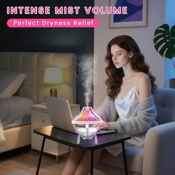 Small Humidifiers for Bedroom Cool Mist Ultrasonic,Baby Humidifier with Humidity Sensor Auto Shut Off LED Colorful Gradient Light Mini Humidifier For Plants,Bedroom,Baby Room,Office, Home（White) - Image 4