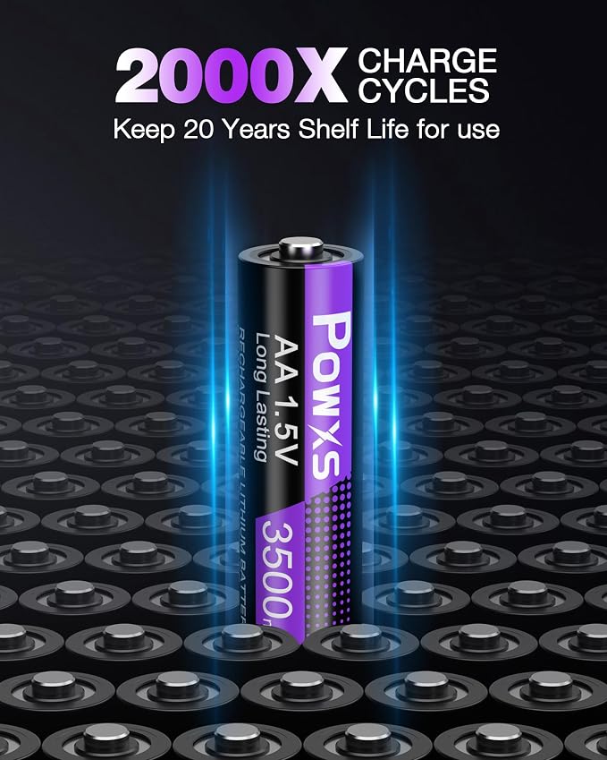 POWXS Rechargeable AA Lithium Batteries 1.5V - Image 2