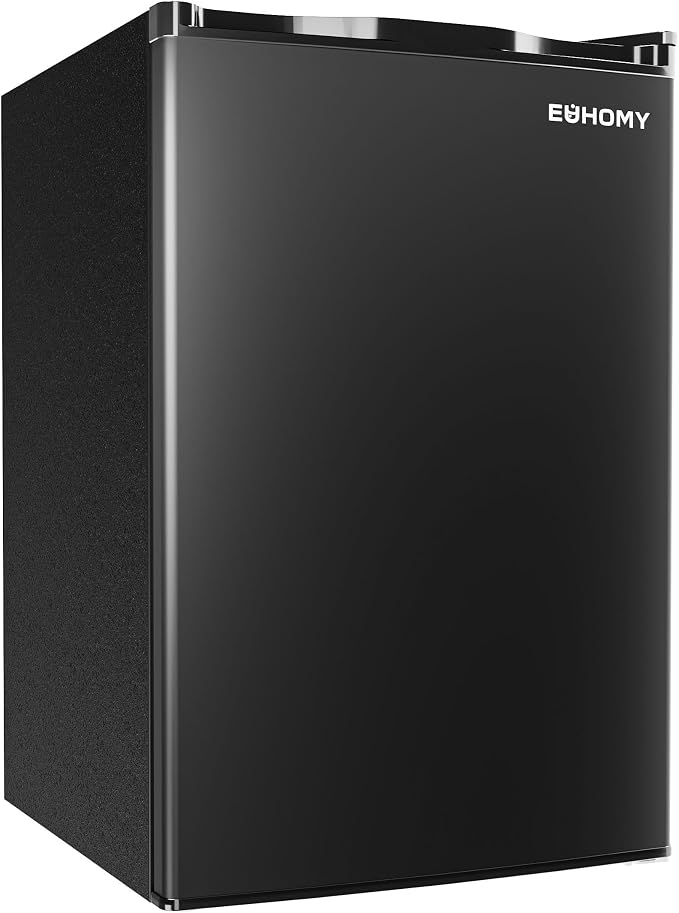 EUHOMY 4.4 Cu.Ft Fridge with Freezer, Single Door Compact Refrigerator, Adjustable Thermostat, Mini Refrigerator Energy Saving, Mini fridge for Bedroom, Dorm, Office, Black by EUHOMY