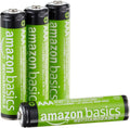 Amazon Basics 4-Pack Rechargeable AAA NiMH Batteries, 800 mAh, Low by AmazonBasics