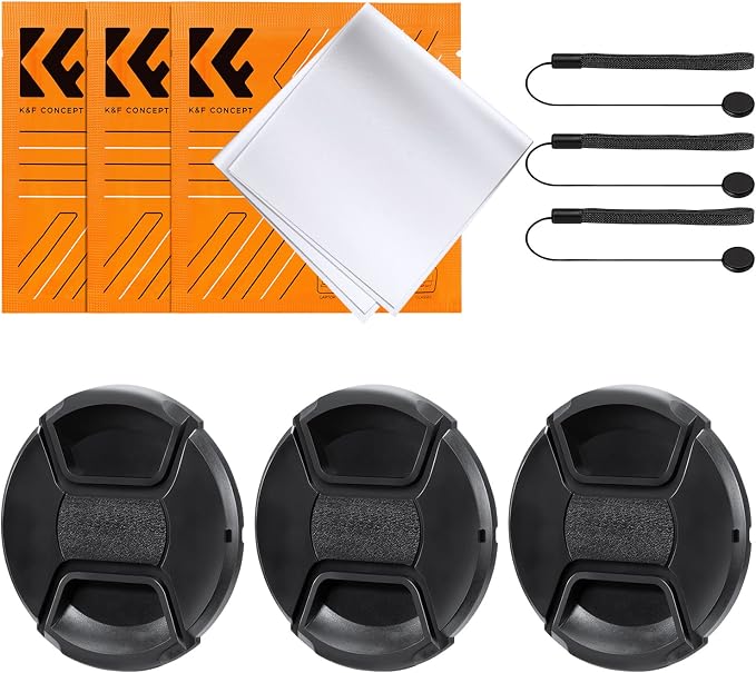 K&F Concept 40.5mm Lens Cap, 9-in-1 Center Pinch Lens Cover + Anti-Loss Keeper by KFCONCEPT
