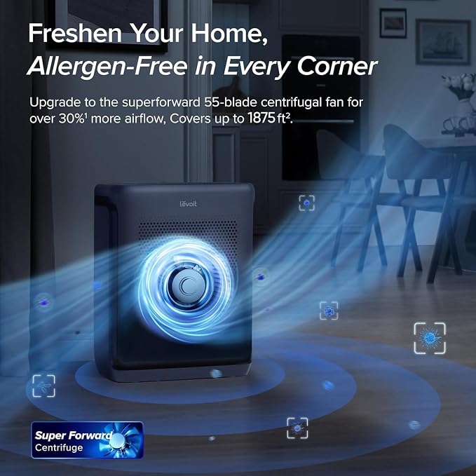 LEVOIT Air Purifiers for Home Large Room Up to 1875 Ft² with Washable Pre-Filter, AHAM VERIFIDE, Air Quality Monitor, HEPA Sleep Mode for Allergies, Pet Hair in Bedroom, Vital 200S-P, Black | For Quiet Bedroom at 27dB, AHAM VERIFIDE, Air Quality Monito... - Image 2