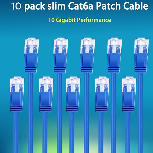 Rapink Patch Cables Cat6a 10ft Slim, Cat6a Ethernet Patch Cable 10G Support - Image 4