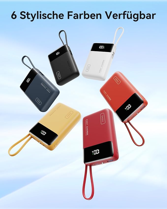 INIU 20000mAh Power Bank, Small Portable Charger, 45W PD Fast Charging Battery Pack with Build in USB-C Cable, Travel Phone Charger for iPhone 17 16 15 14 Air Samsung S25 S24 Google iPad Xiaomi, White - Image 3