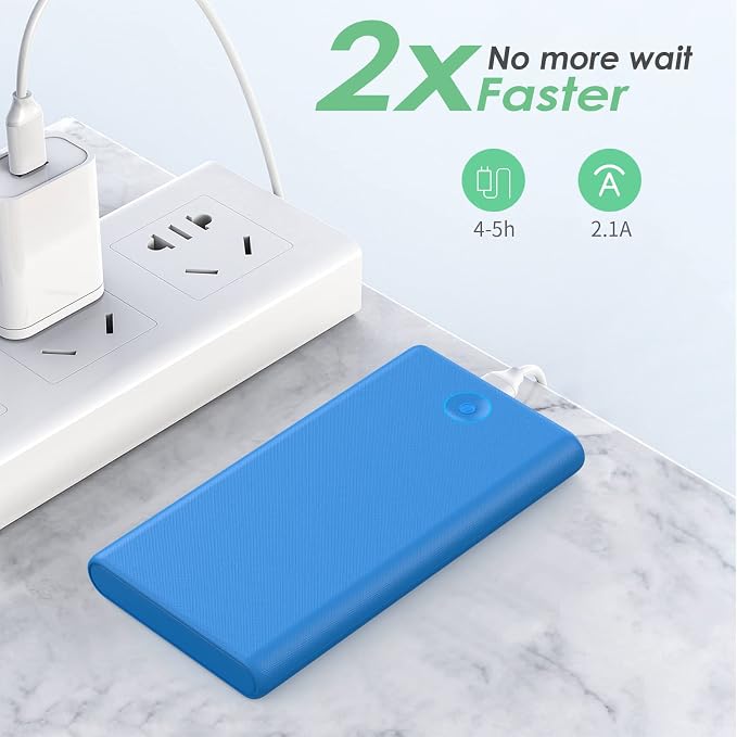 [2-Pack] Portable Charger Power Bank 20000mAh,Ultra Slim Fast Charging Battery Pack with Dual USB Outputs,Travel Essential Portable Phone Charger for iPhone 17/16/15/14/13/12/X,Galaxy S24-Red+Blue - Image 4