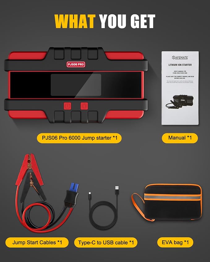 Battery Jumper Starter Portable, 6000A (12V) - Portable Booster Pack with Voltage Detection & Protection for Gas/Diesel (Up to All / 12L) - Image 9